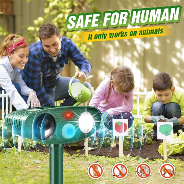 Detalle de Cat Repellent for Gardens UK – Solar Ultrasonic Cat Deterrent & Fox Repellent with Motion Sensor, LED Flash (IP44)