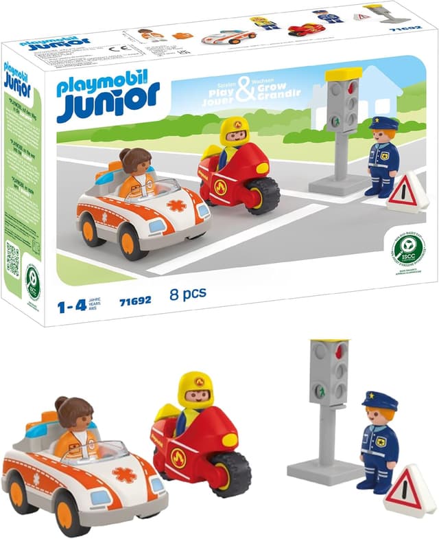 Detalle de PLAYMOBIL JUNIOR Helden des Alltags 71692 – nachhaltiges Spielzeug für Kinder ab 1 Jahr
