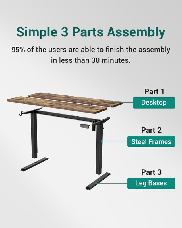 Thumbnail 6 de FEZIBO Electric Standing Desk 100 x 60 cm adjustable sit‑stand desk