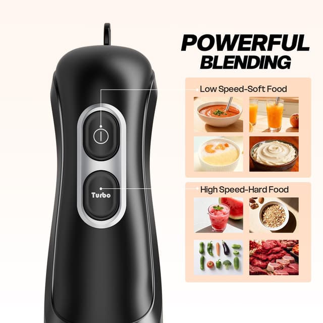 Detalle 2 de Immersion Blender Handheld 2-Speed Stick Mixer 🥣