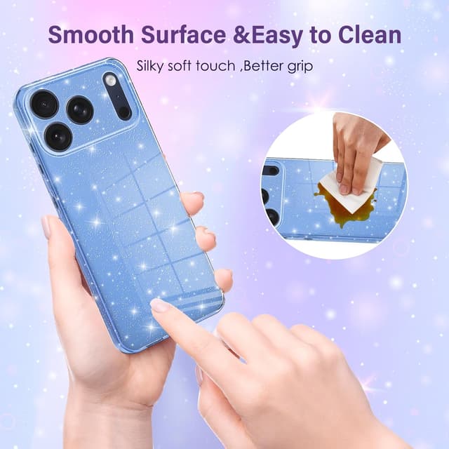 Detalle 2 de Eherui iPhone 17 Pro Hülle mit Glitzer