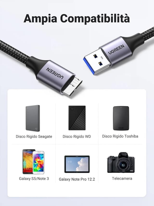Thumbnail 5 de UGREEN Cavo USB 3.0 Micro B 0,5 m per hard disk