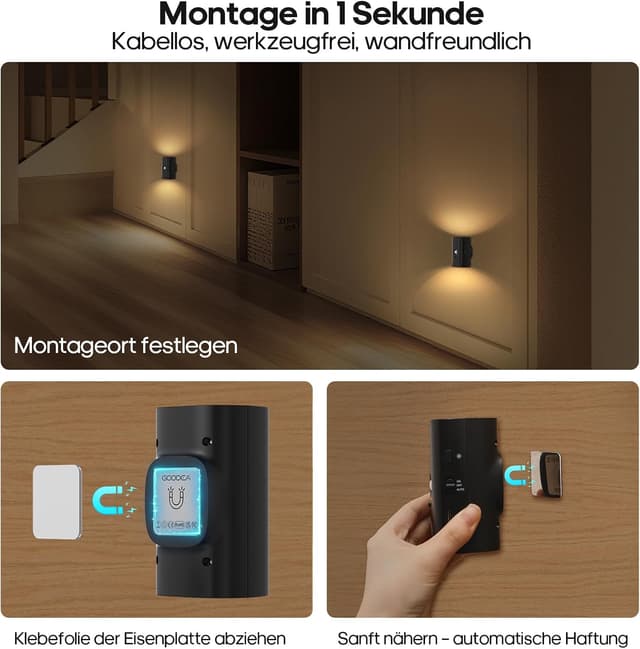 Thumbnail 5 de GOODEA Kabellose Nachtlicht mit Bewegungsmelder
