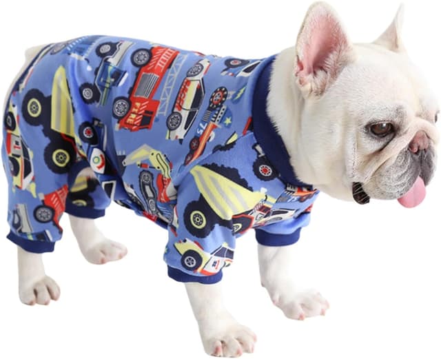 Detalle de BT Bear Fat Dog Clothes fleece-style dog pyjamas jumpsuit (Blue, XXL) for autumn/winter warmth