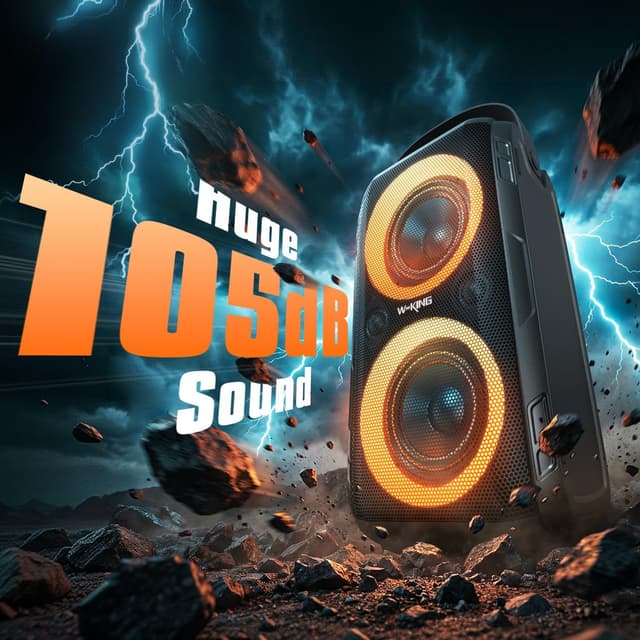 Detalle de 180W PEAK W-KING Bluetooth Musikbox mit 105 dB, IPX5, LED-Licht & 24h Akku