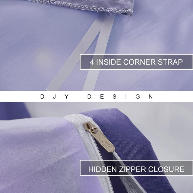 Detalle 2 de DJY Purple Bedding Set Lavender Gradient Duvet Cover & Rainbow Quilt Cover for Kids, Teens & Adults (Single 135x200cm)