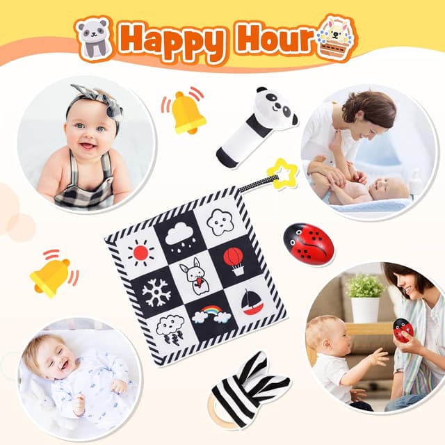 Detalle 2 de HappyKidsClub Black and White Sensory Toys for 0–6 Months 👶