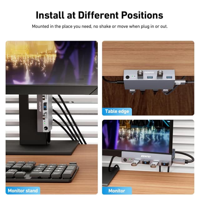 Detalle de BENFEI HDMI 2.1 KVM Switch für 2 PCs (8K@60Hz) mit USB 3.0, 4 USB-Ports und Monitor-/Tastatur-Maus-Sharing