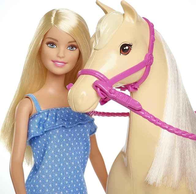 Detalle de Barbie Muñeca de Equitación con Caballo y Accesorios 🐴