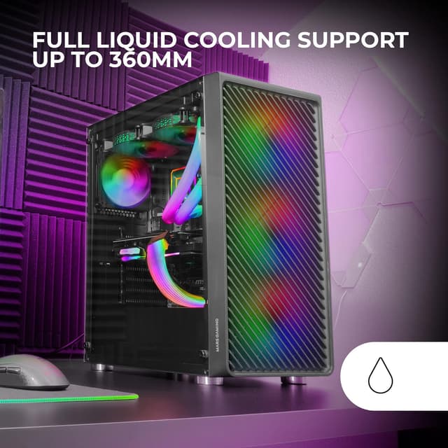 Detalle 2 de Mars Gaming MC-F semitower ATX gaming con vetro temperato, frontale metal-mesh e 4 ventole ARGB 120 mm