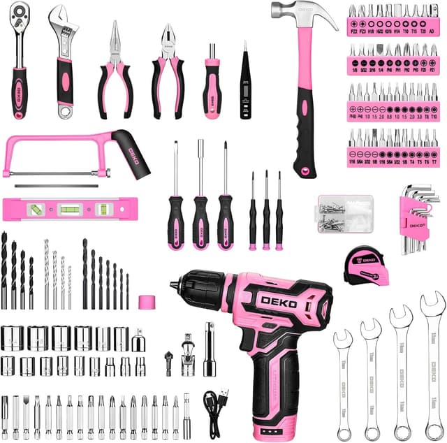 Thumbnail 2 de DEKO Pink Tool Kit Box Drill Set