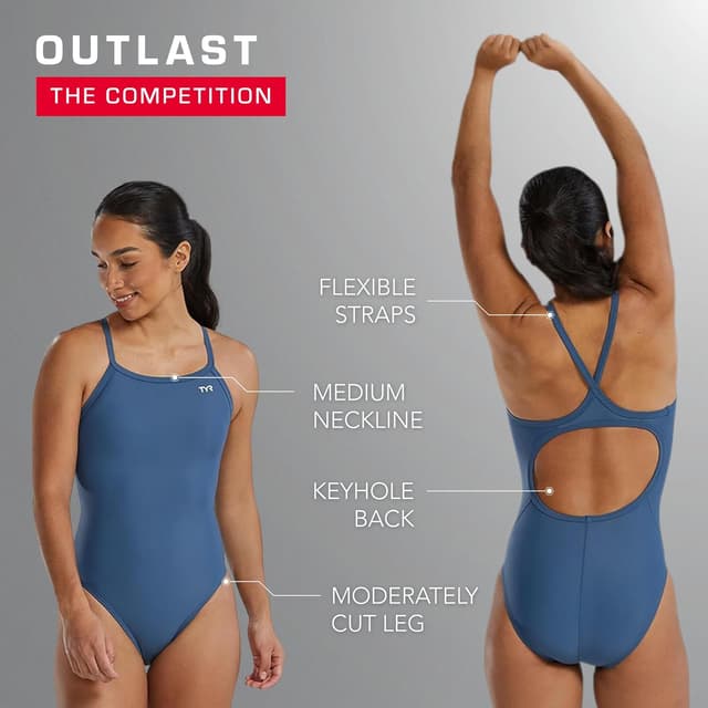 Detalle de TYR Womens Tyreco Solid Diamondback One-Piece Swimsuit