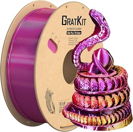 Detalle de GratKit Filamento PLA Seda Tricolor 🌈 1kg, 1.75mm