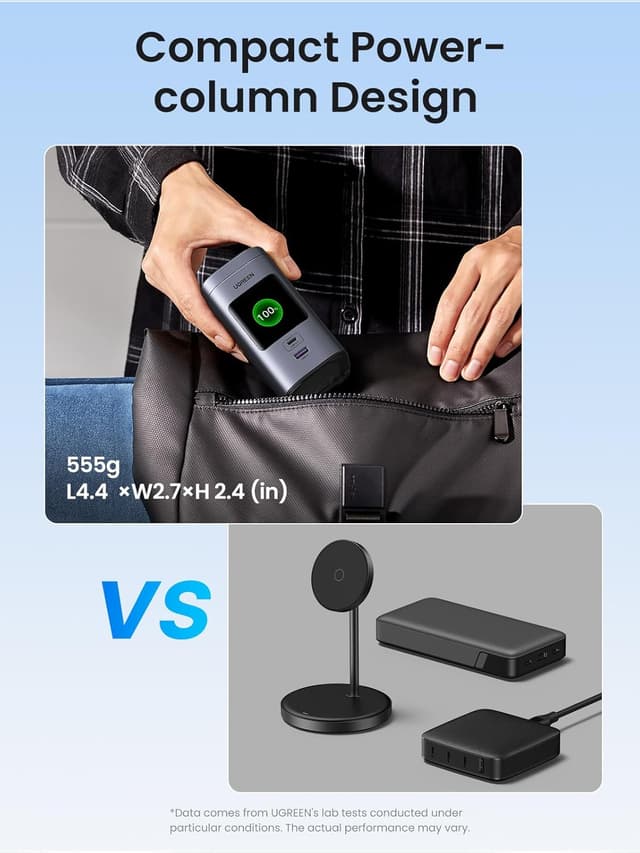 Detalle de UGREEN Nexode Power Bank 20000mAh 145W (Qi2 Certified) with TFT display and 4-way output