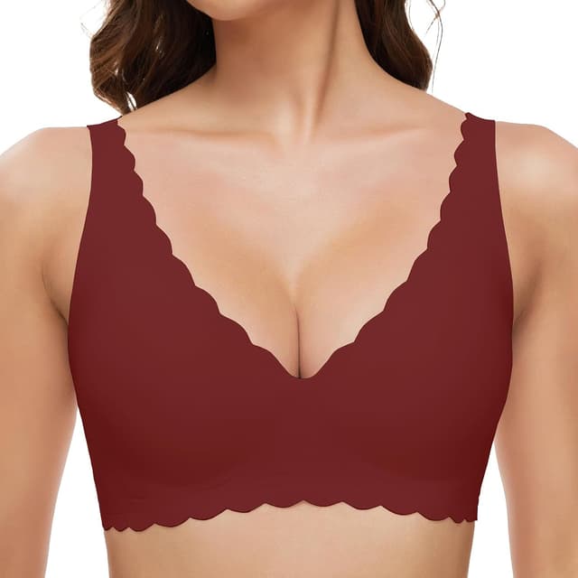 Detalle de GXOULRRA Komfort Tief-V BH Damen ohne Bügel – nahtloses Soft Bustier mit herausnehmbaren Polstern