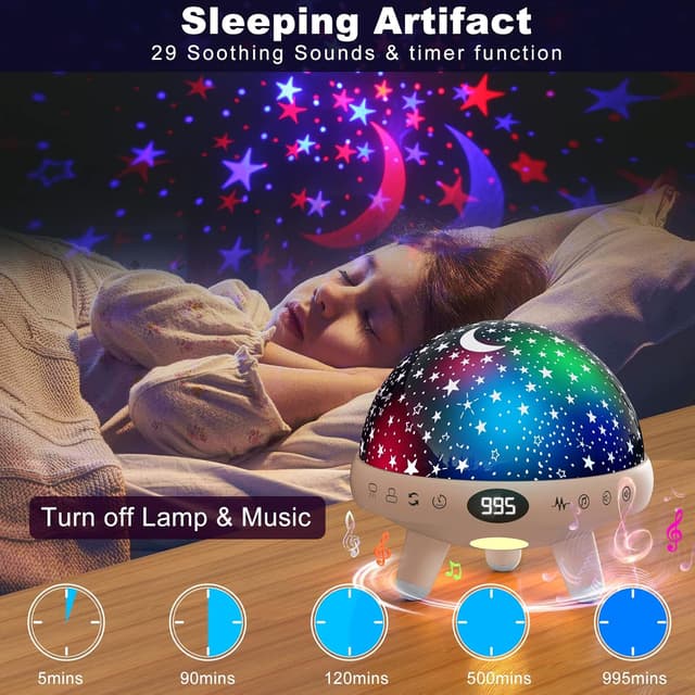 Detalle de YACHANCE Baby Night Light Star Projector with White Noise & Lullabies, Remote Timer