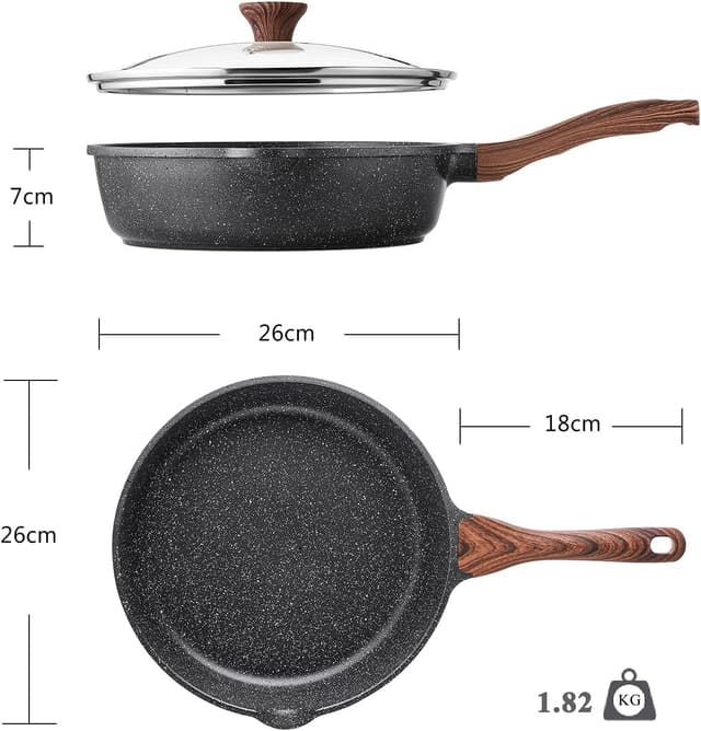 Detalle 1 de SENSARTE Nonstick Skillet 26 cm Deep Frying Pan (4 L) with Lid – Induction Compatible