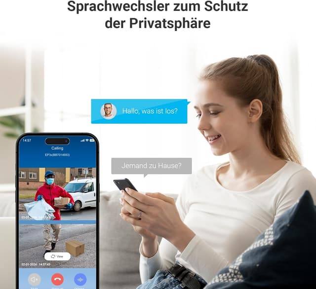 Thumbnail 6 de EZVIZ Kabellose Türklingel EP3x mit Smart-Display SD7, 2K/2MP & Doppellinse – Personen-/Paketerkennung