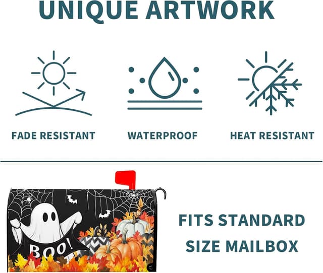 Thumbnail 4 de Kawani Halloween Ghost Pumpkin Mailbox Cover 21x18 in
