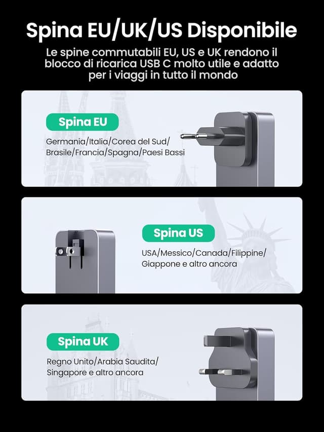 Thumbnail 6 de UGREEN Nexode Air caricatore ultra sottile 65W con USB-C e USB-A, compatibile (Galaxy S e MacBook, iPad, iPhone, Steam Deck)