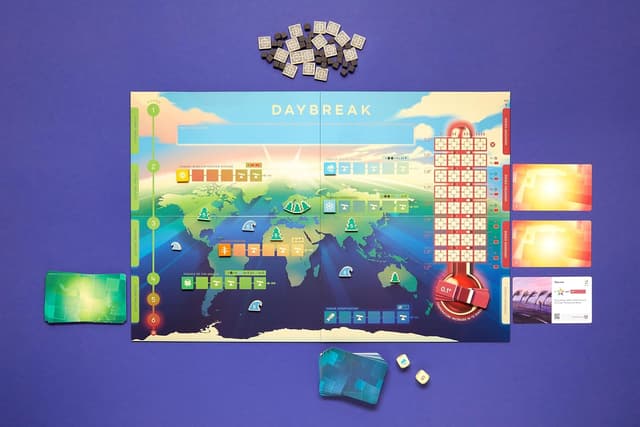 Detalle de CMYK Daybreak cooperative engine-building board game about stopping climate change