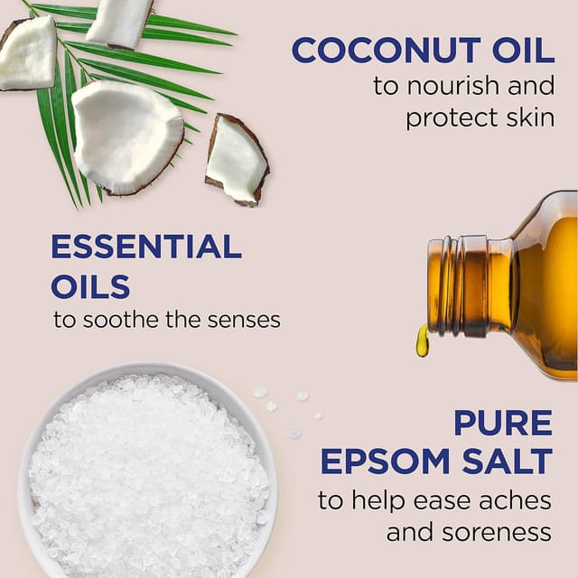 Detalle de Dr Teal’s Pure Epsom Salt Magnesium Soak with Coconut Oil (Pack of 4, 3 lbs)