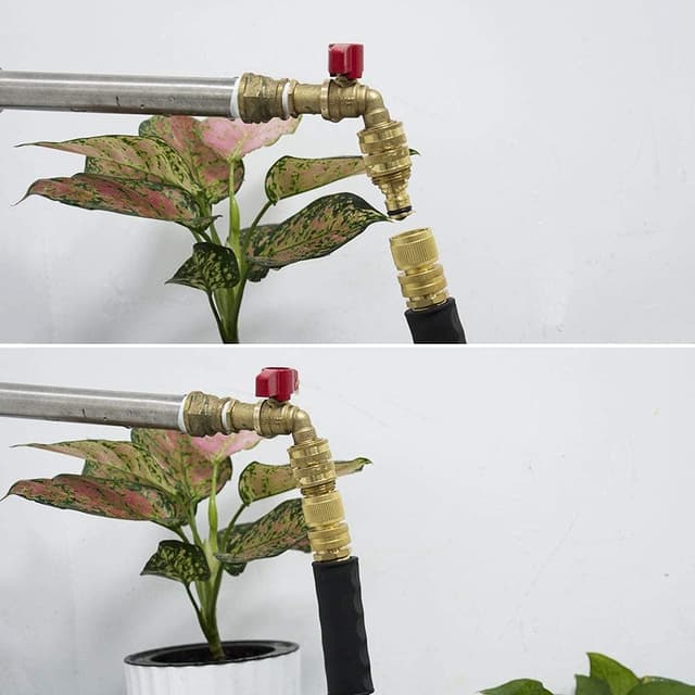 Detalle 1 de HQMPC Solid Brass 3/4" GHT Garden Hose Quick Connect Set (2 Sets, 2 Female + 2 Male)