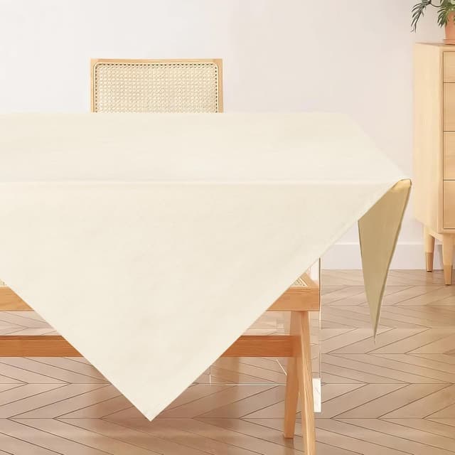 Detalle de AooHome Tischdecke abwaschbar in Leinen-Optik (Beige) 80x80 cm mit Wasserabweisung