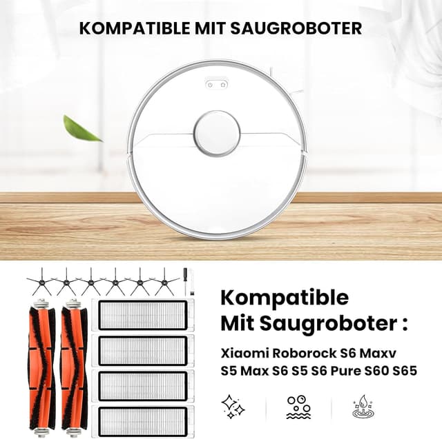 Detalle 2 de 14-teilige Zubehörset für Xiaomi Roborock S6 / S5 Max / S5 / S6 Pure / S6 Maxv / S60 / S65 Saugroboter