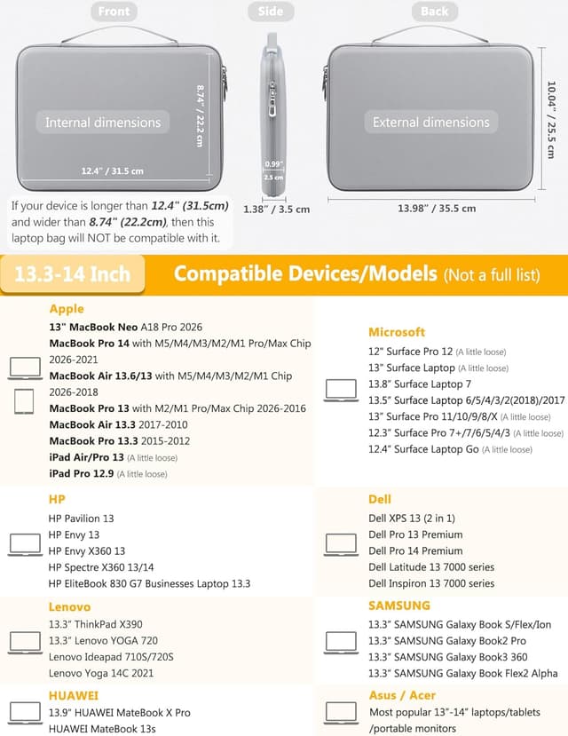 Detalle 2 de HYZUO 13,3-14 Zoll Hartschalen Laptophülle