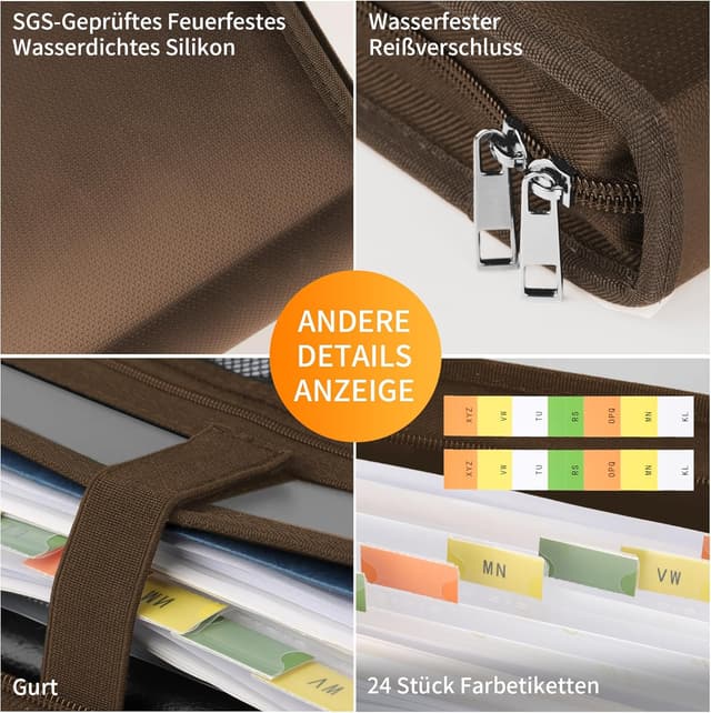 Detalle 2 de JUNDUN Fächermappe A4 mit 13 Fächern