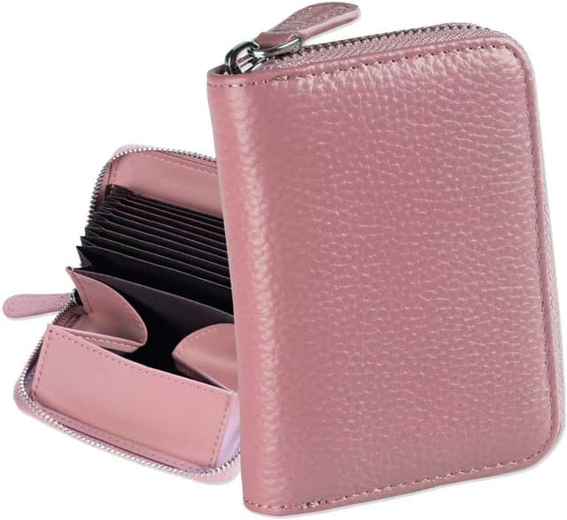 Detalle de Jexmigo RFID Blocking Genuine Leather Wallet for Women with 12 Card Slots and YKK Zip Coin Purse