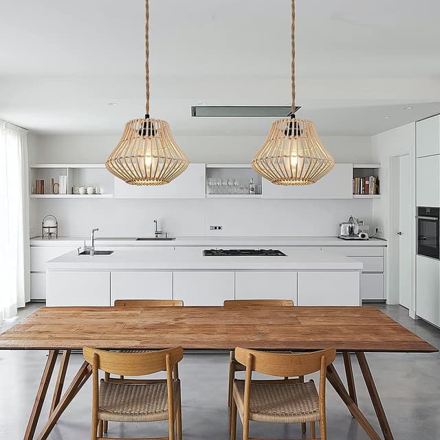 Detalle 2 de FRIDEKO HOME Pendelleuchte-Set mit Schalter und Hanfseil, Vintage DIY für E27 (ohne Leuchtmittel)