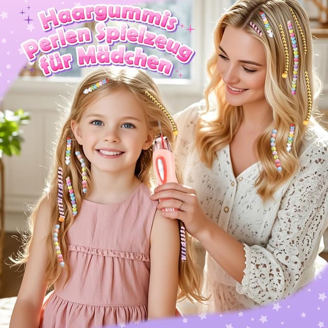 Detalle de Geschenk Mädchen 6–10 Jahre: DIY Haarflechtset mit Haarperlen & Flechthilfe