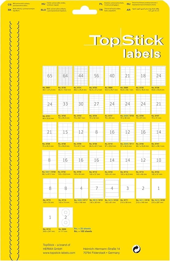 Thumbnail 3 de TopStick 8409 Etiquetas universales A4 105×148 mm, 25 hojas 📄