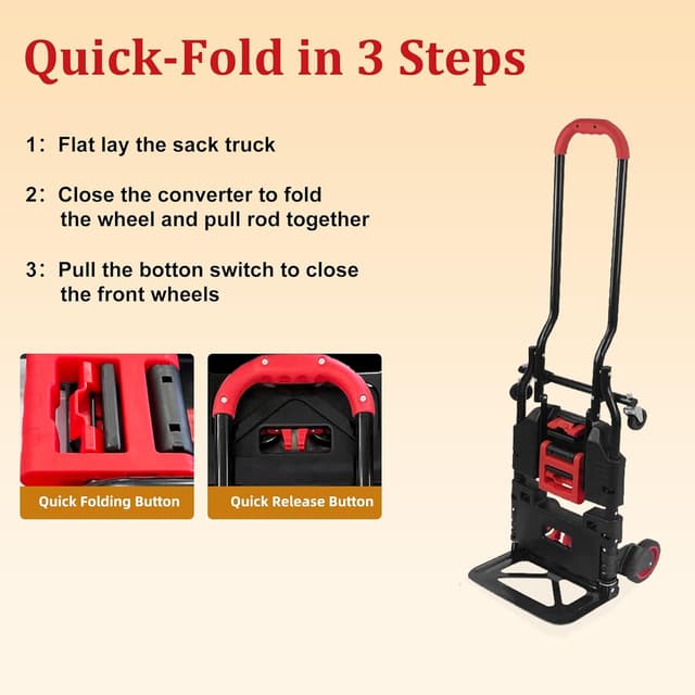 Detalle 2 de NiceyCare 2-in-1 Folding Trolley 180 kg capacity 🛒