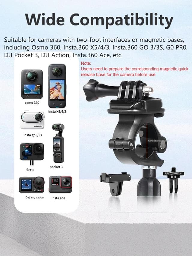 Detalle de Lokyoyo spezielle Fahrradhalterung für Insta.360 GO Ultra (mit Adapterrahmen) – 360° drehbar & rutschfest
