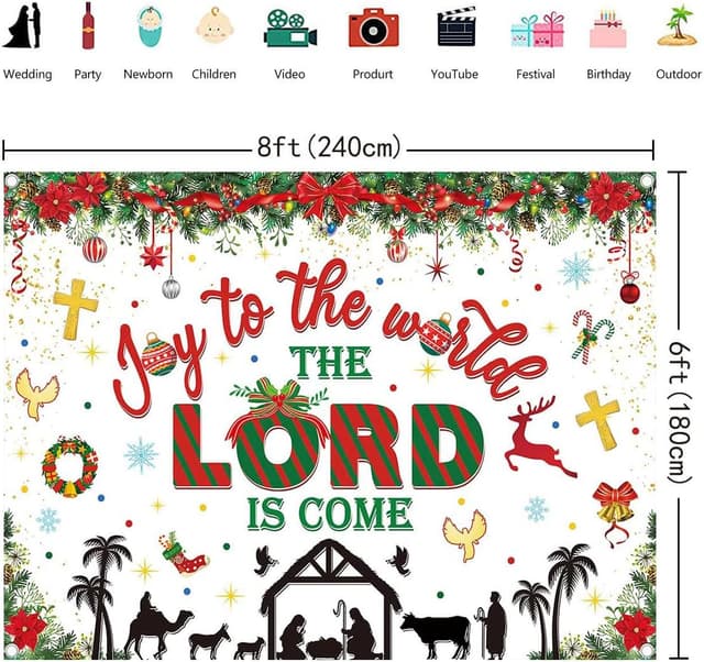Thumbnail 4 de Christmas Nativity Backdrop 94x70 inch Photography Background 🎥