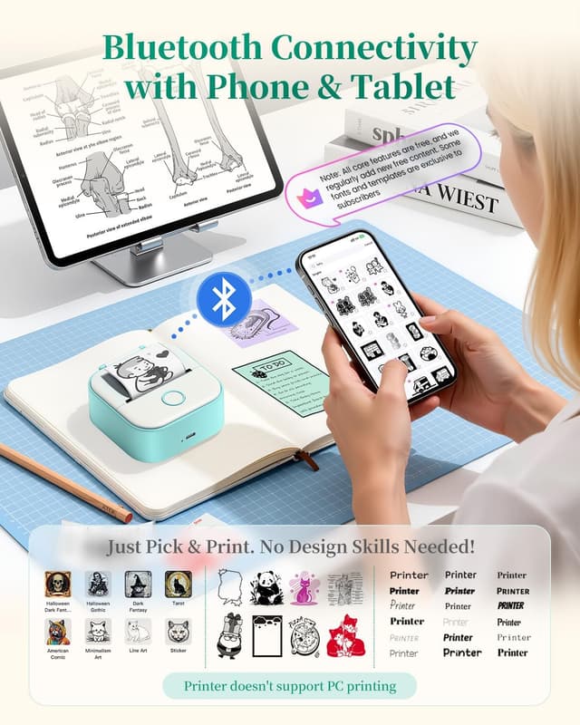 Thumbnail 6 de T02 Mini Drucker Thermodrucker 3,39×3,39×1,42 Zoll