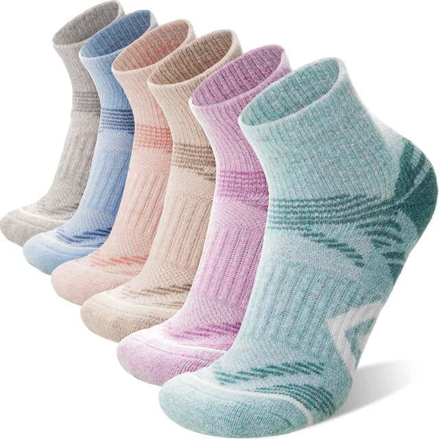 Detalle de ANTSANG 6 Pairs Merino Wool Quarter Socks with Compression Support (Running, Walking & Hiking)