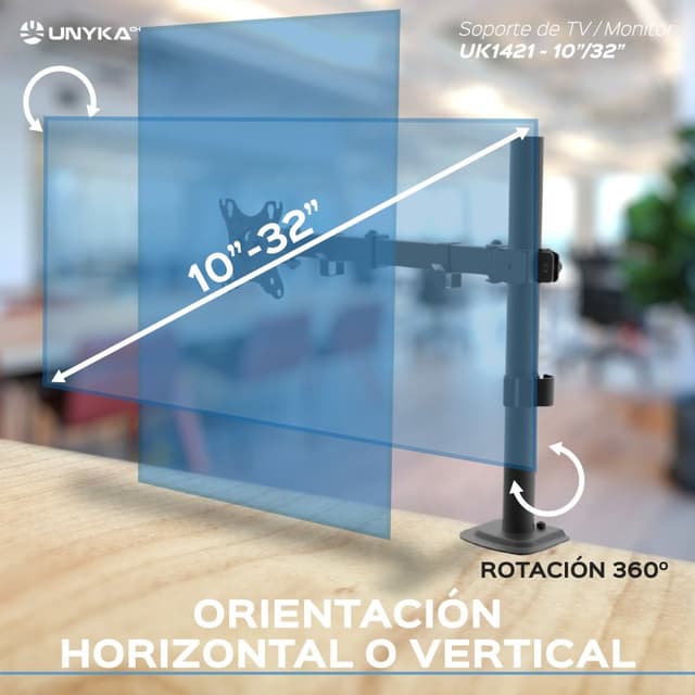 Detalle 2 de UNYKAch UK1421 Soporte para monitor 10–32" VESA 75x75/100x100 Máx 10 kg