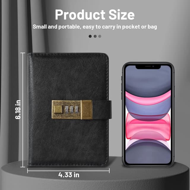 Detalle 2 de WEMATE Passwortbuch mit Schloss 600+ Plätze 📒