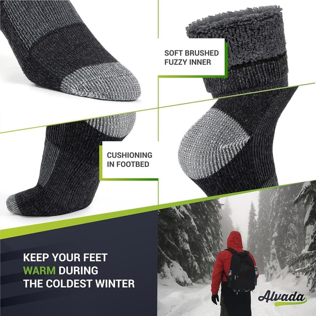 Detalle 2 de Alvada Warm Thermal Wool Socks for Winter Moisture Wicking Cozy Boot Socks