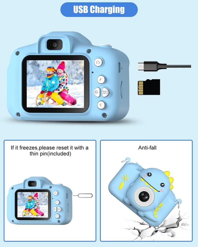 Detalle 2 de Hangrui Kids Camera (20MP) with Dual Lens, 2-inch IPS Screen & 1080P Video for ages 3–12 (Blue)