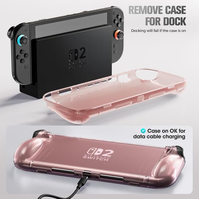 Thumbnail 6 de ProCase Schutzhülle für Nintendo Switch 2 (2025) – kratzfest, stoßfest, mit ergonomischem Griff (rosa transparent)