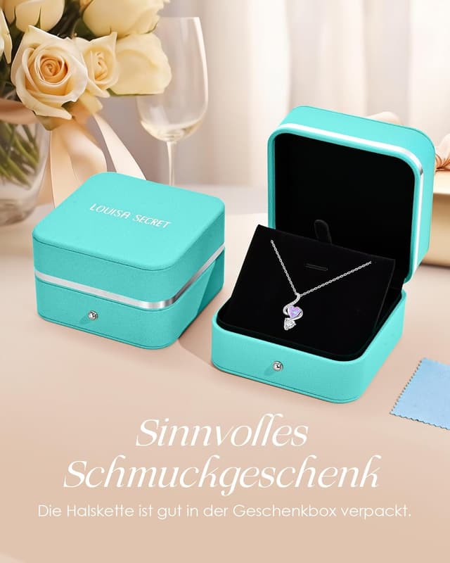 Detalle 2 de LOUISA SECRET Frauen Opal Halskette „Infinity Double-Heart“ aus 925 Sterling Silber