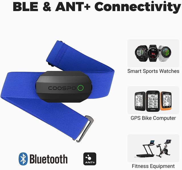 Detalle 2 de COOSPO Heart Rate Monitor Chest Strap with Bluetooth & ANT+ (IP67) for Running, Cycling & Gym