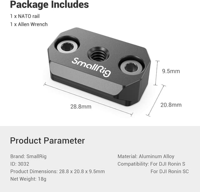 Thumbnail 6 de SMALLRIG 3032 NATO‑Schiene für Ronin S/SC