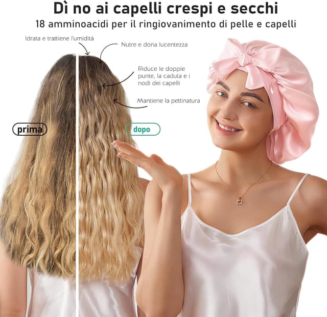 Detalle de Cuffia notte in seta LitBear 22 momme