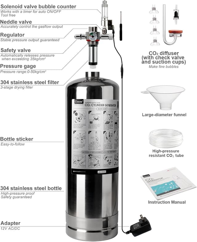 Detalle 2 de 5.5L Aquarium CO2 System Generator for plants